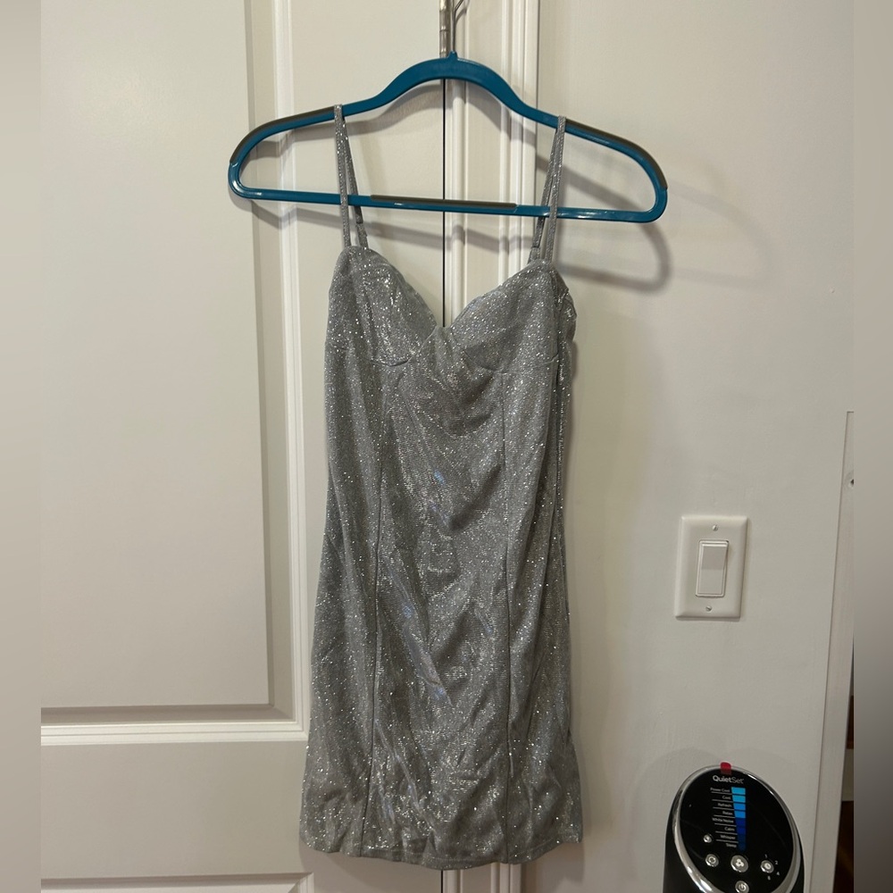 ASOS Design Sequin Silver Glitter Sparkle Dress